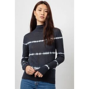 Rails Mock Neck Sweater Size Medium Navy Blue White Mock Neck Cotton Stretch